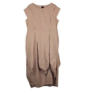 Kadem‎ Sasson Womens Red White Pinstripe Lagenlook Asymmetrical Dress 2 16 18